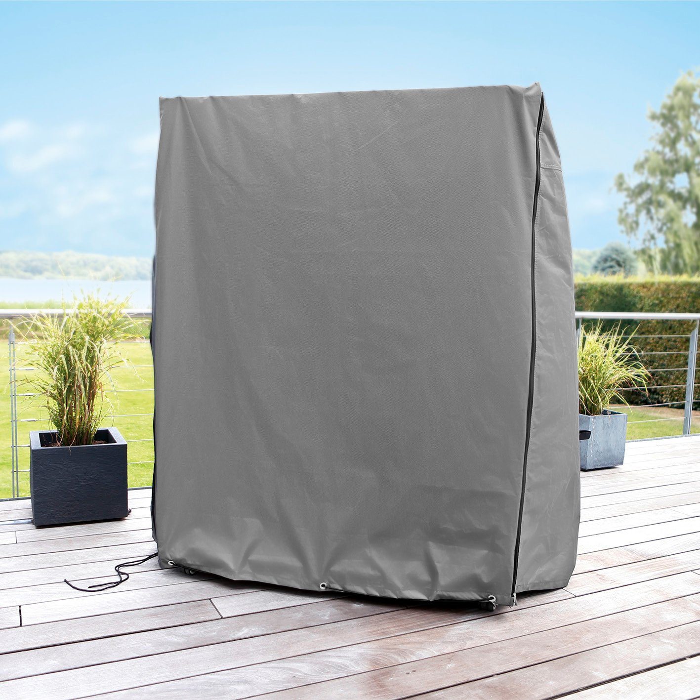 Hoberg Gartenmöbel-Schutzhülle L/XL, Strandkorb Schutzhülle 140x100x16 cm grau