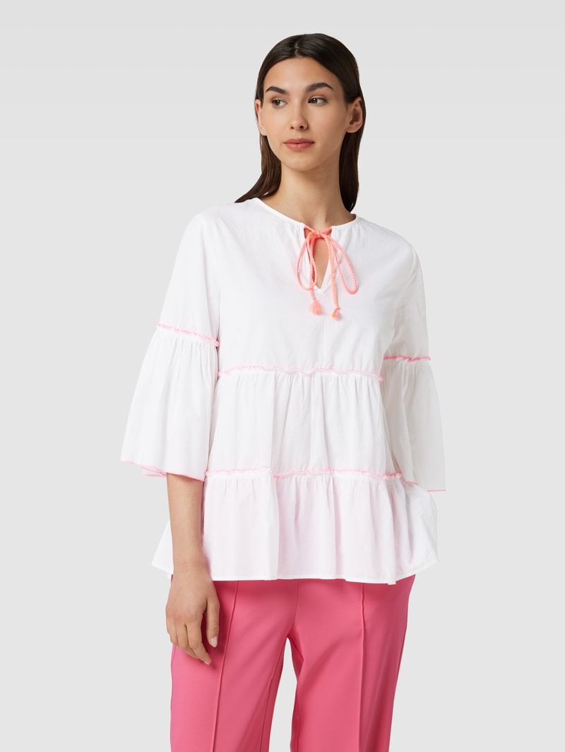 Blusenshirt aus Baumwolle mit Rüschen in weiß