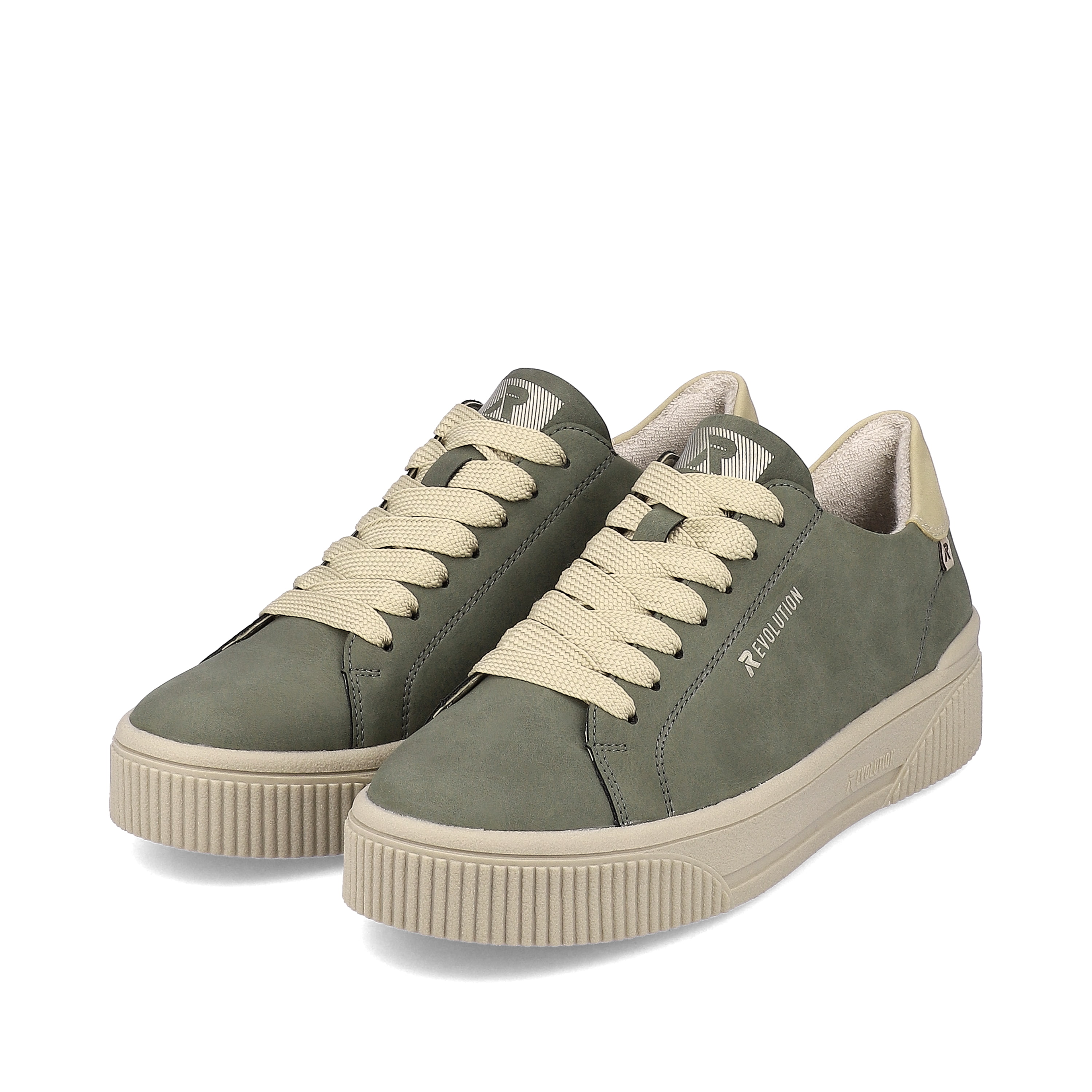 Rieker Damen Sneaker Low khaki-green creme-beige