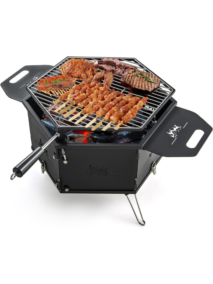 COSTWAY 2 in 1 Holzkohlegrill Feuerstelle 77x74x38cm in Schwarz günstig kaufen onesize