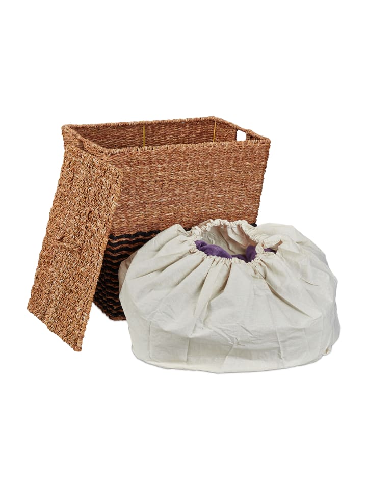 relaxdays Wäschekorb in Natur/ Beige - (B)50 x (H)50 x (T)40 cm günstig kaufen onesize