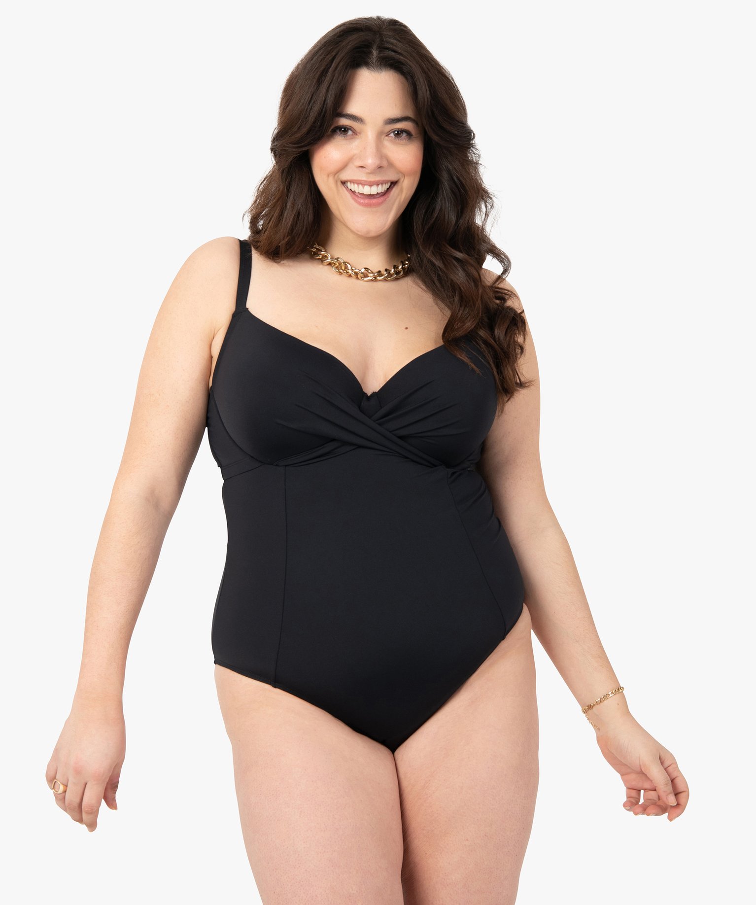 Maillot de bain femme grande taille 1 pièce à armatures noir | GEMO