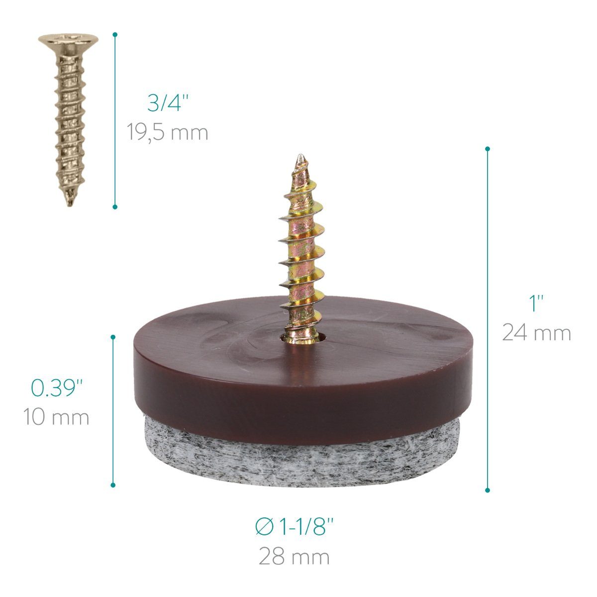 Navaris Möbelfuß 50x Filzgleiter mit Schraube, Bodenschutz für Möbel, rund, 28 mm, (50-St)