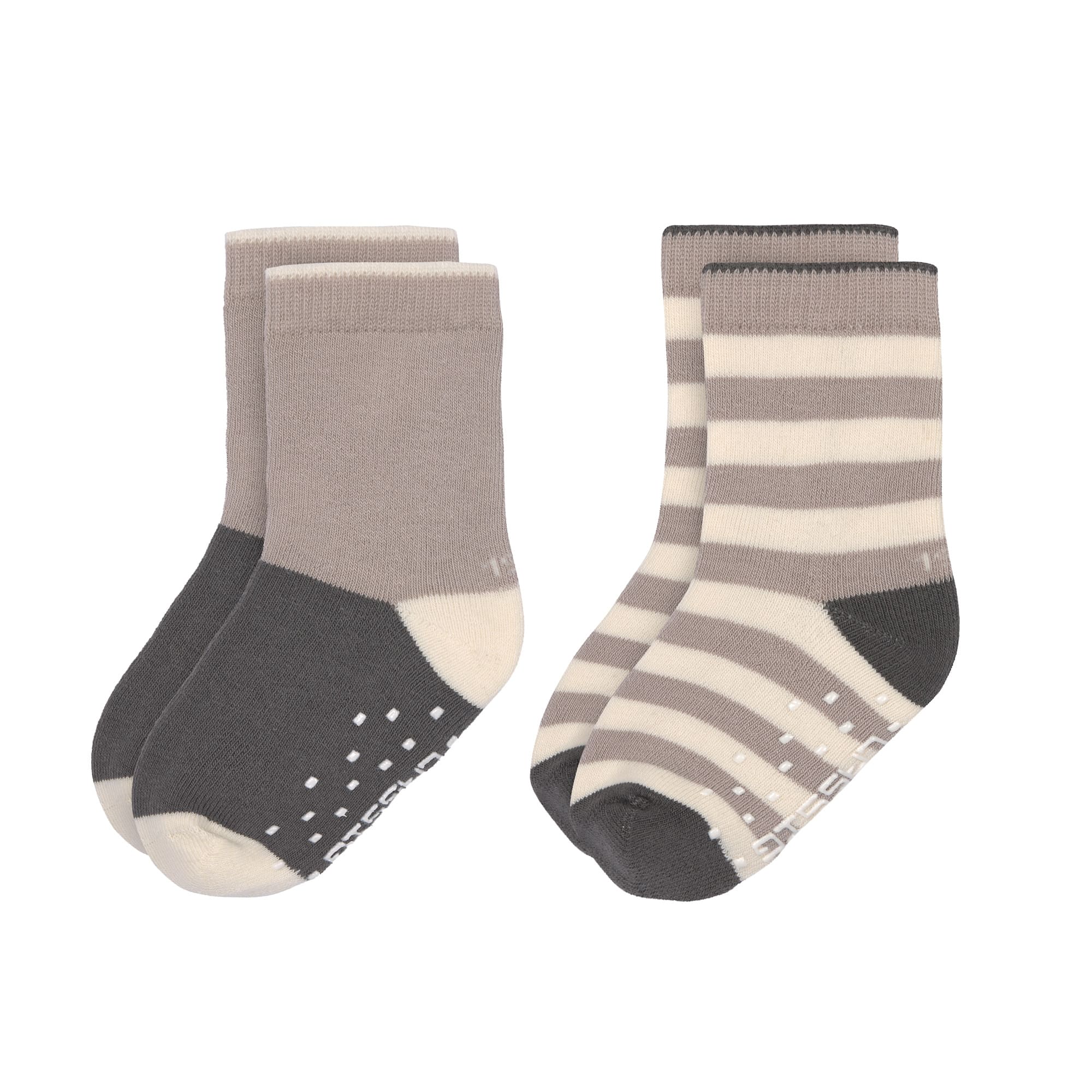 Kinder Antirutsch-Socken (2er-Set), Anthrazit Taupe