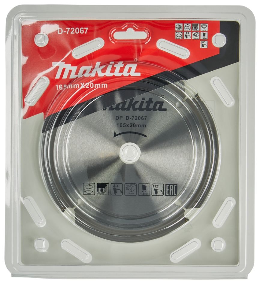 Makita Zubehör D-72067 Kreissägeblatt PCD 165 x 20 x 1,8 4T Faserzementplatte