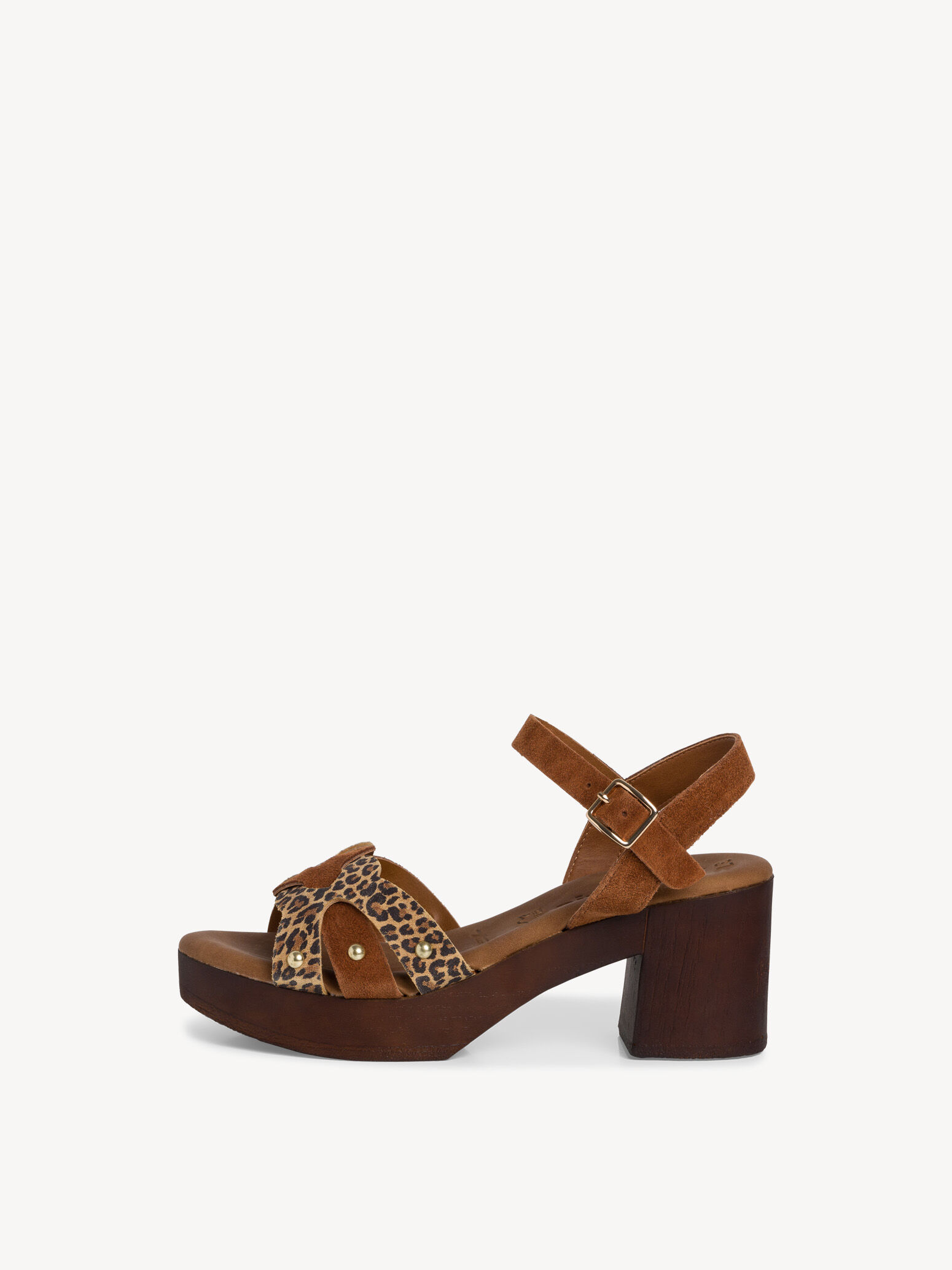 Sandale à talon en cuir - marron