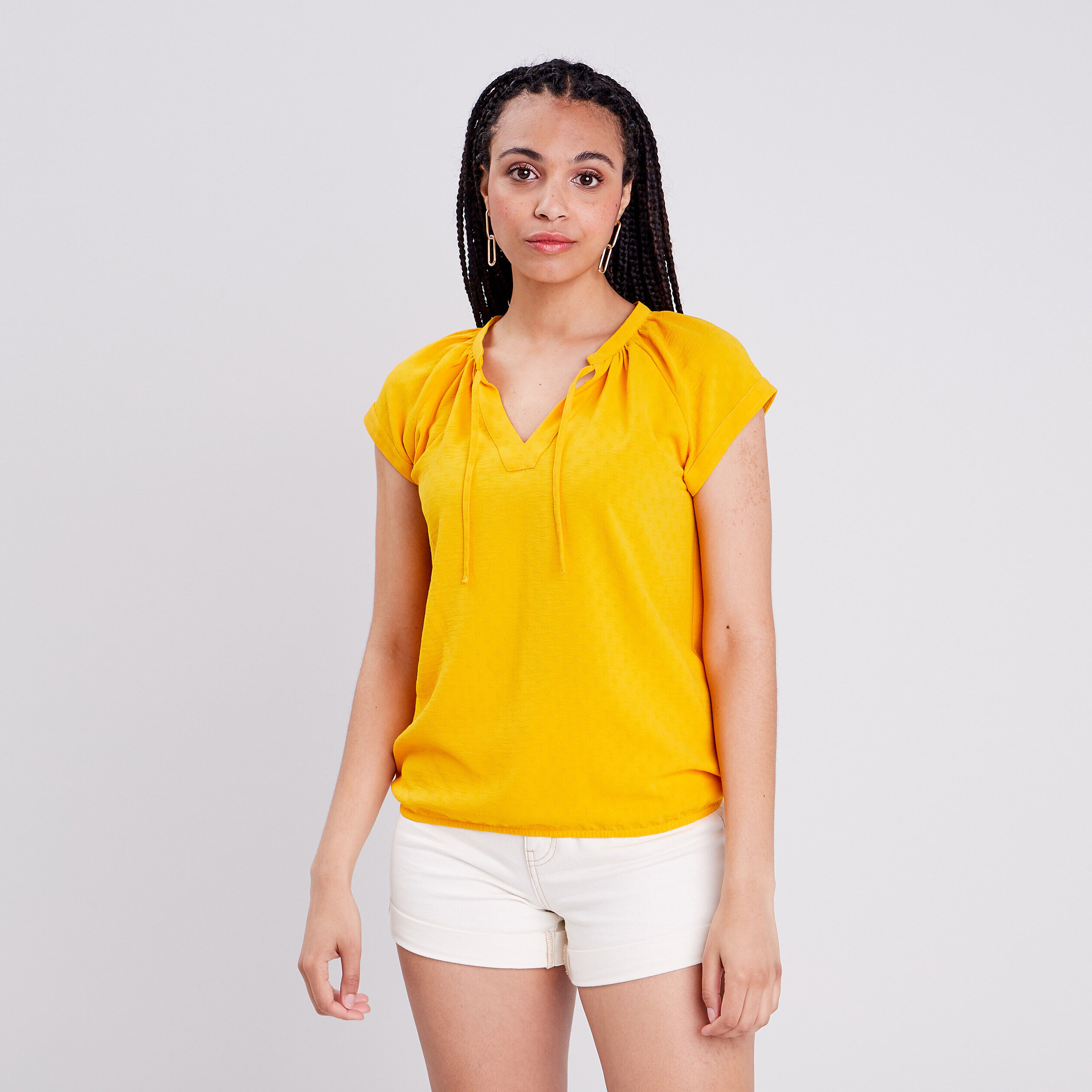 Blouse manches courtes jaune foncé femme | Cache Cache