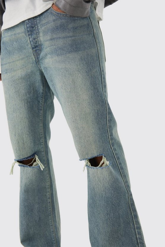 Lockere Schlagjeans mit Riss am Knie