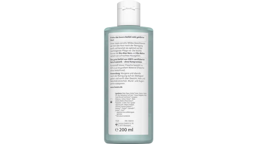 lavera BASIS SENSITIV Mildes Gesichtswasser 200 ml