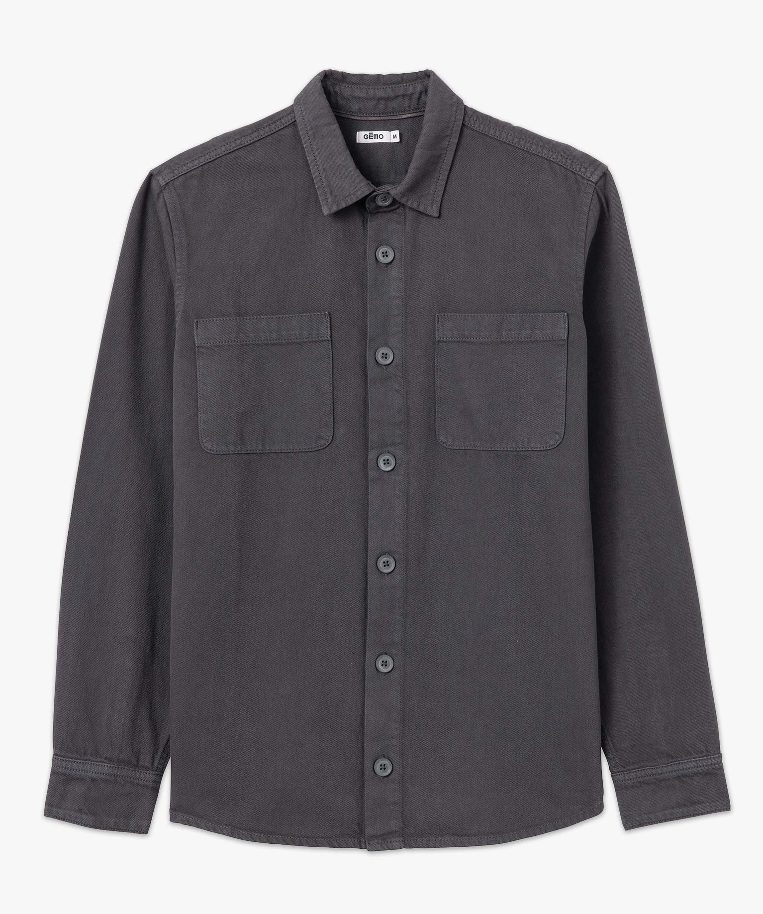 Sur-chemise homme unie aspect denim gris fonce | GEMO