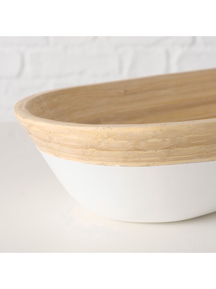 Boltze Dekoschale ''Bambo'' in Weiß/ Beige - (B)45 x (H)6,5 x (T)15 cm günstig kaufen onesize