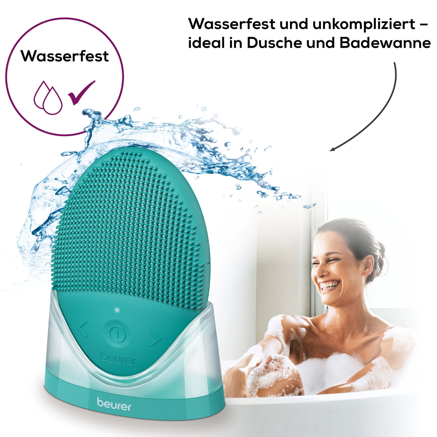 Beurer FC 52 Laguna Silikon-Gesichtsbürste-2-in-1: Porentiefe Reinigung und Massage