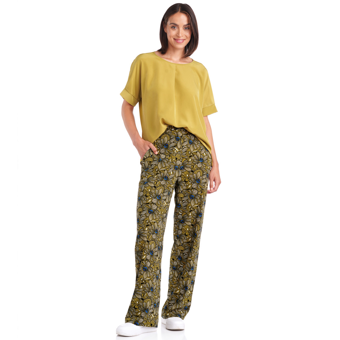 Damen Hose mit floralem Retro-Print