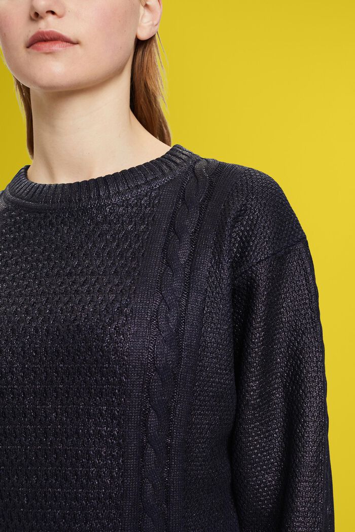 Zopfpullover im Metallic-Look