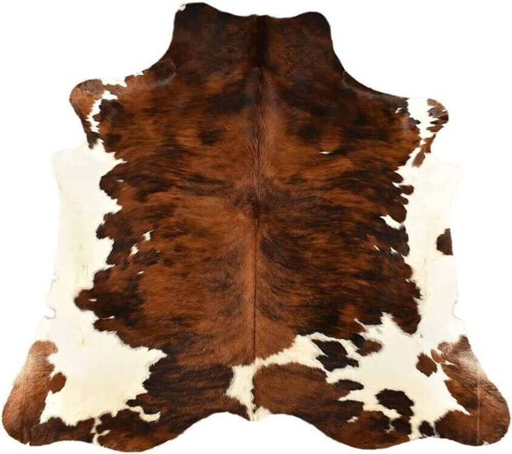 Fellteppich Kuhfell Teppich Tricolor Normandie braun schwarz weiß 220 x 200 cm, KUHFELL online & NOMAD