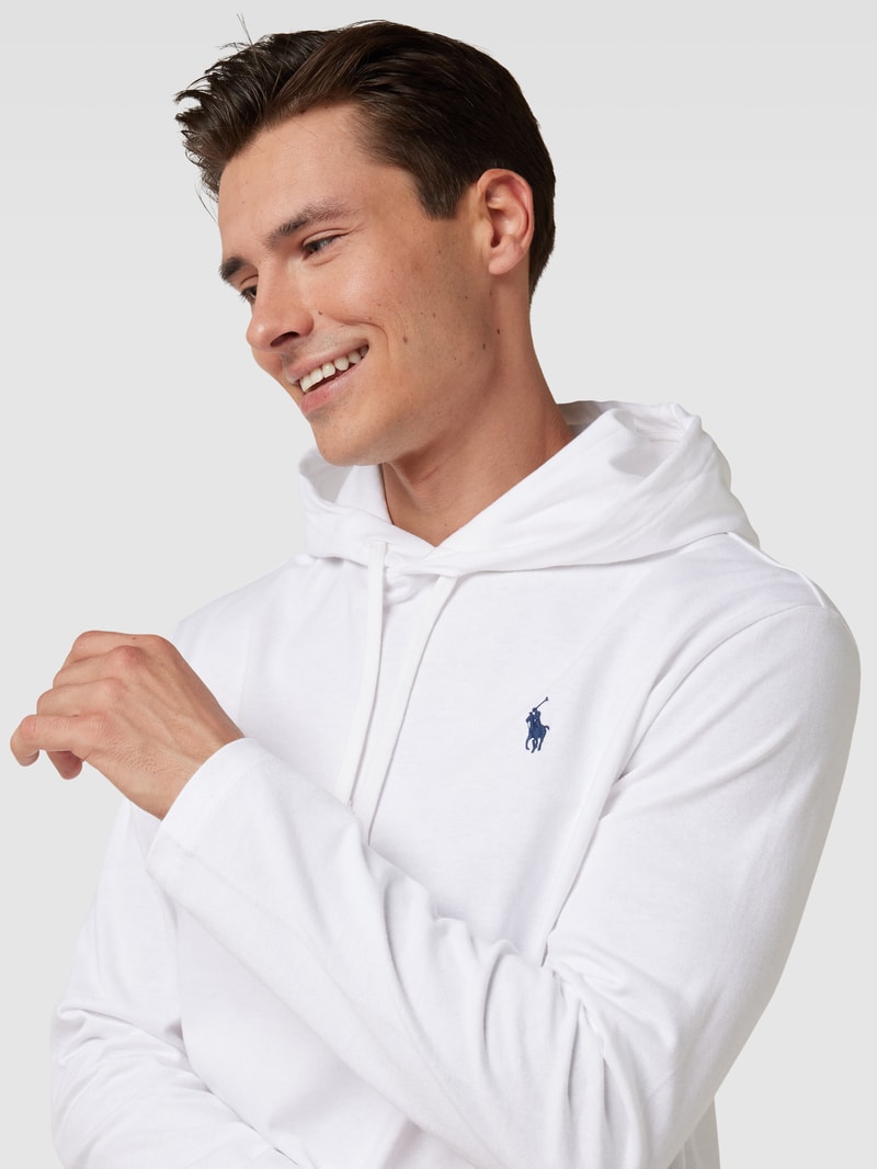 Hoodie mit Logo-Stitching in weiß