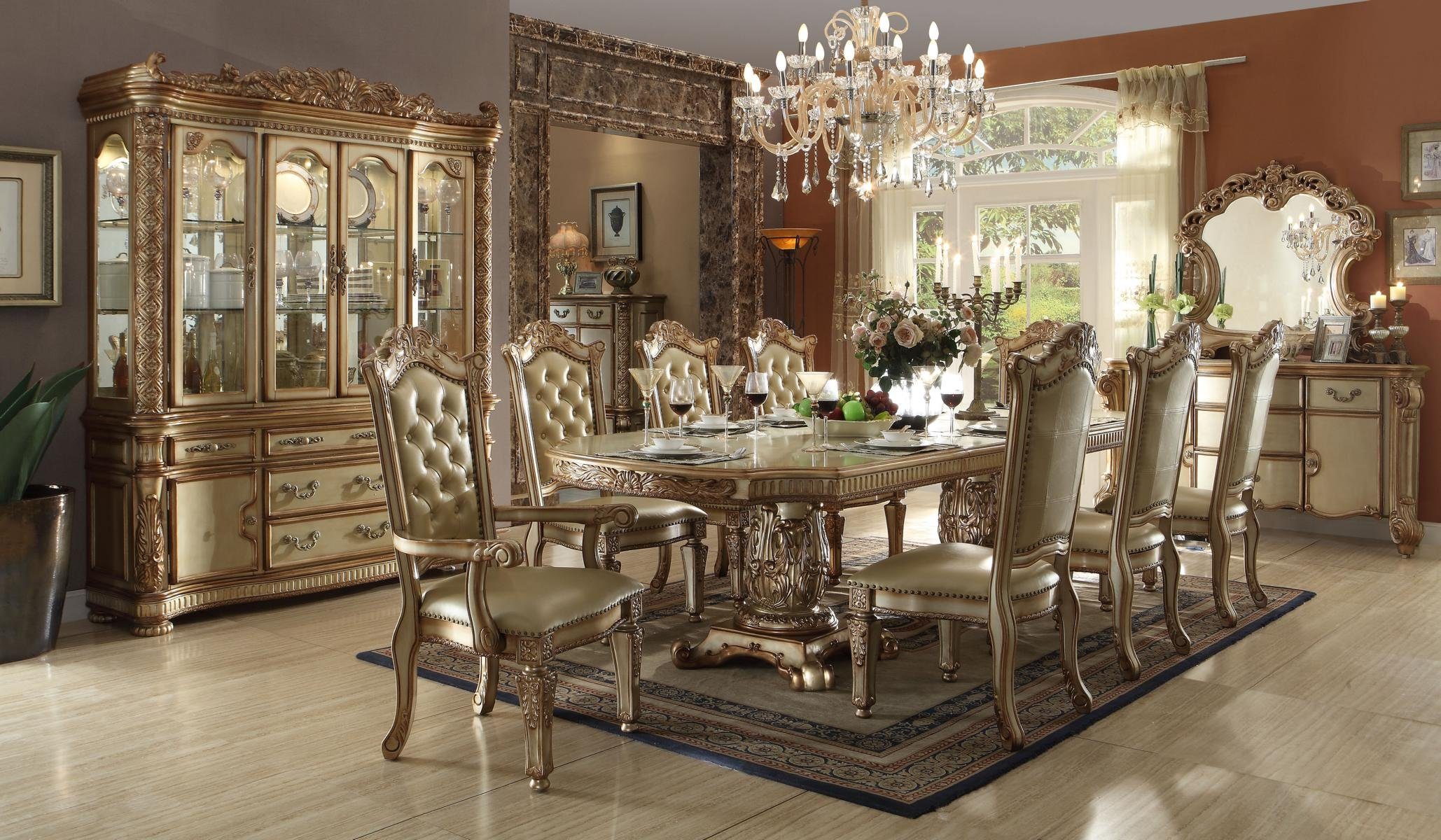 JVmoebel Esszimmer-Set, Esszimmer Komplett Garnitur Tisch Anrichte 8x Stuhl Set Vitrine