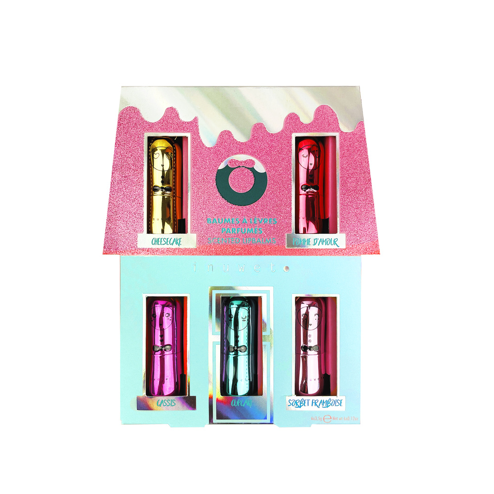 Inuwet Coffret Winterland maison de 5 baumes àlèvres hydratants parfumés Baume à lèvres Naturel & Vegan