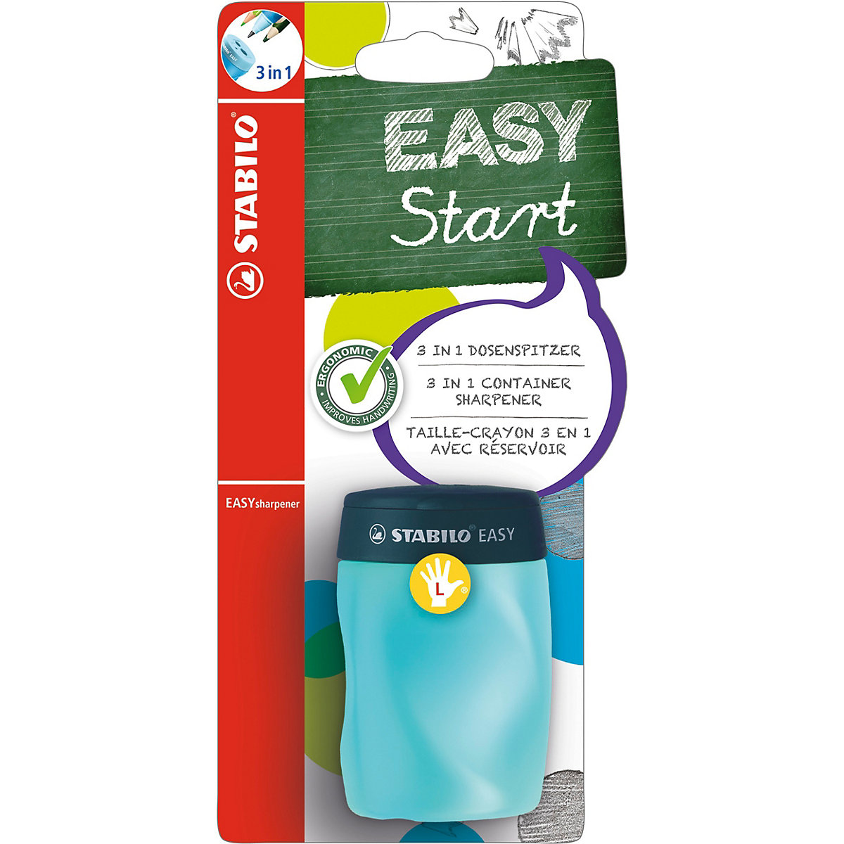 Dosenspitzer EASYsharpener 3 in 1 Linkshänder petrol