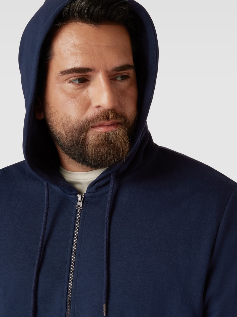 PLUS SIZE Sweatjacke mit Kapuze Modell 'BASIC' in marineblau