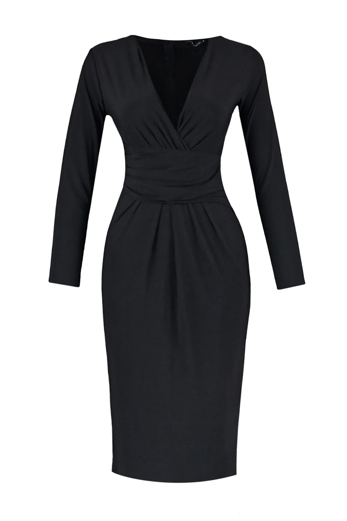 Trendyol Collection  Schwarzes, detailliertes, elegantes Abendkleid TPRAW23EL00183