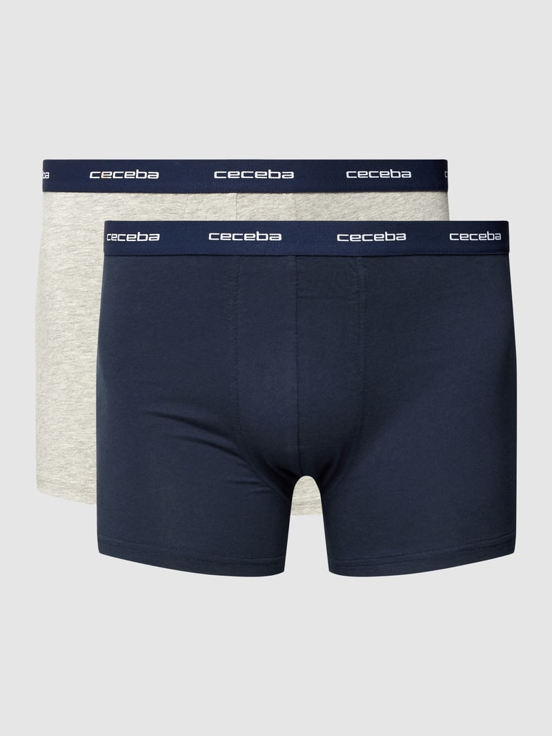PLUS SIZE Trunks mit elastischem Logo-Bund im 2er-Pack in mittelgrau meliert