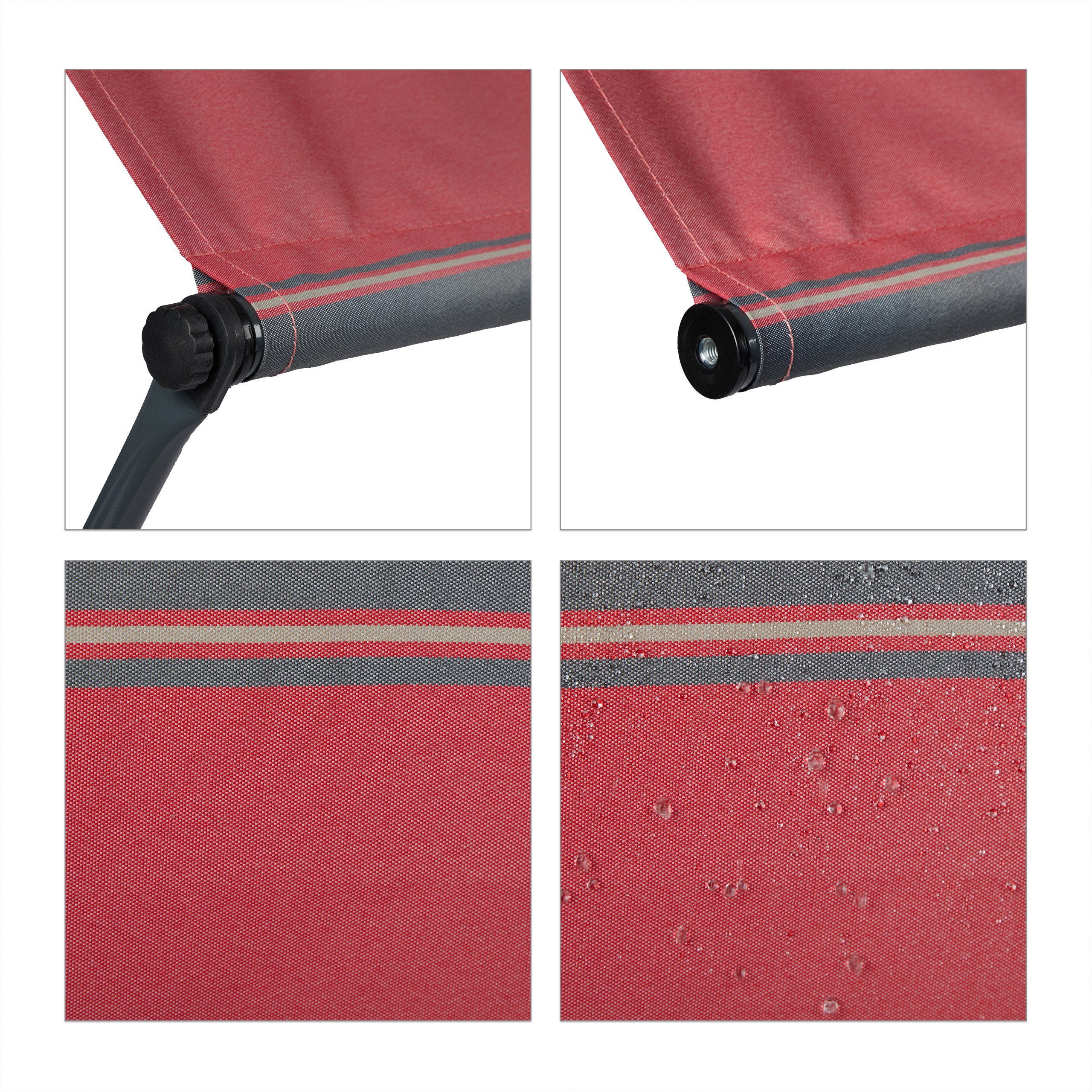 relaxdays Markise Fallarmmarkise in Grau-Rot 250 x 120 cm