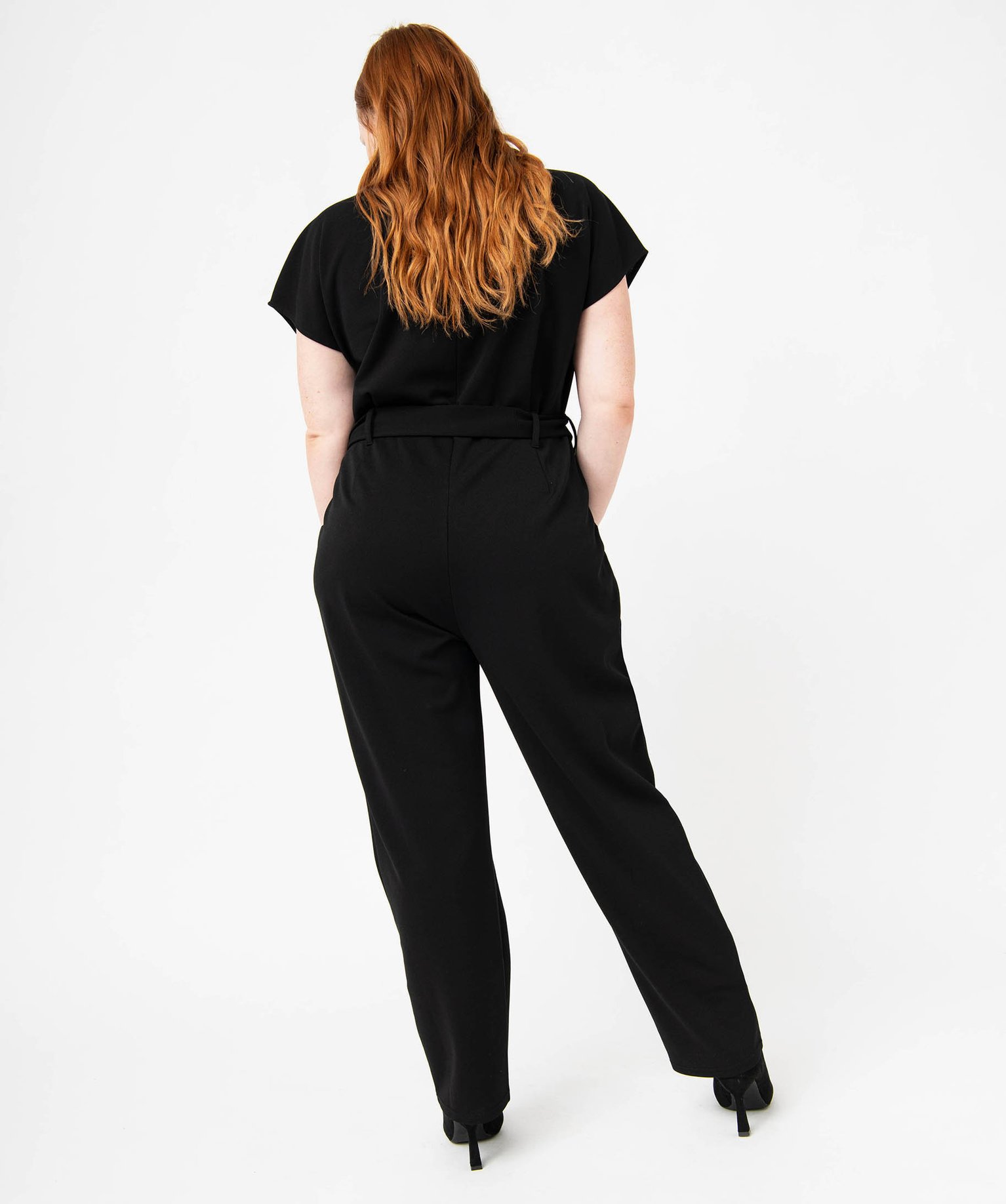 Combinaison pantalon à manches courtes femme grande taille noir | GEMO