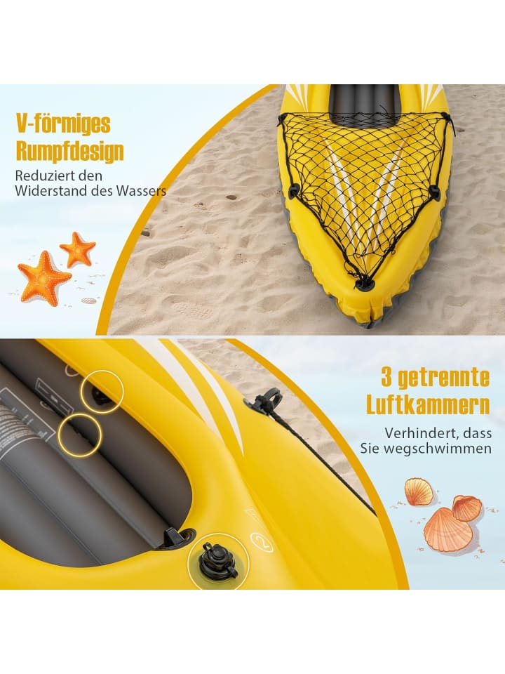 COSTWAY Aufblasbares Kajak für 2 Personen in Gelb günstig kaufen 80 x 37 cm