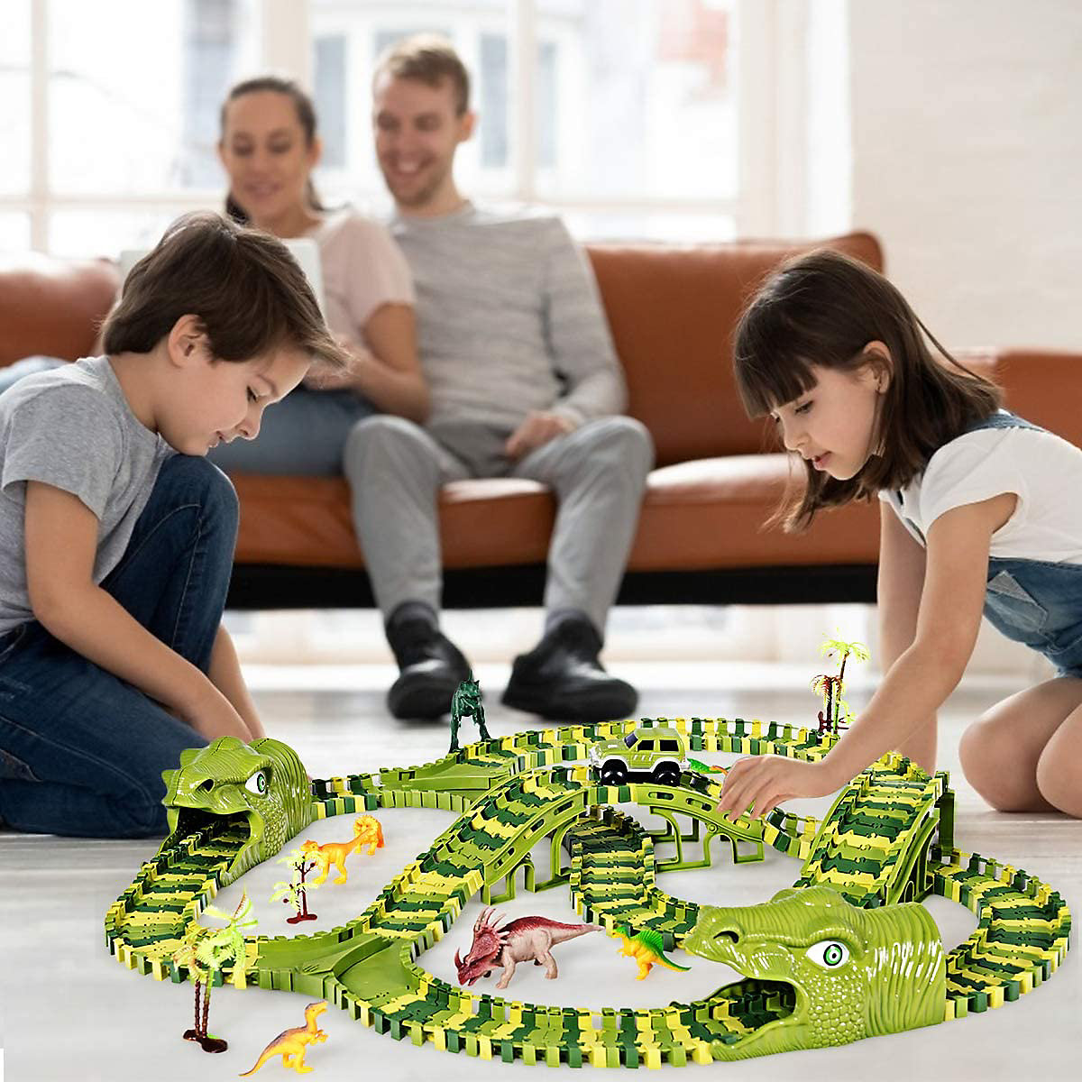Autorennbahn Dinosaurier Rennstrecke Set