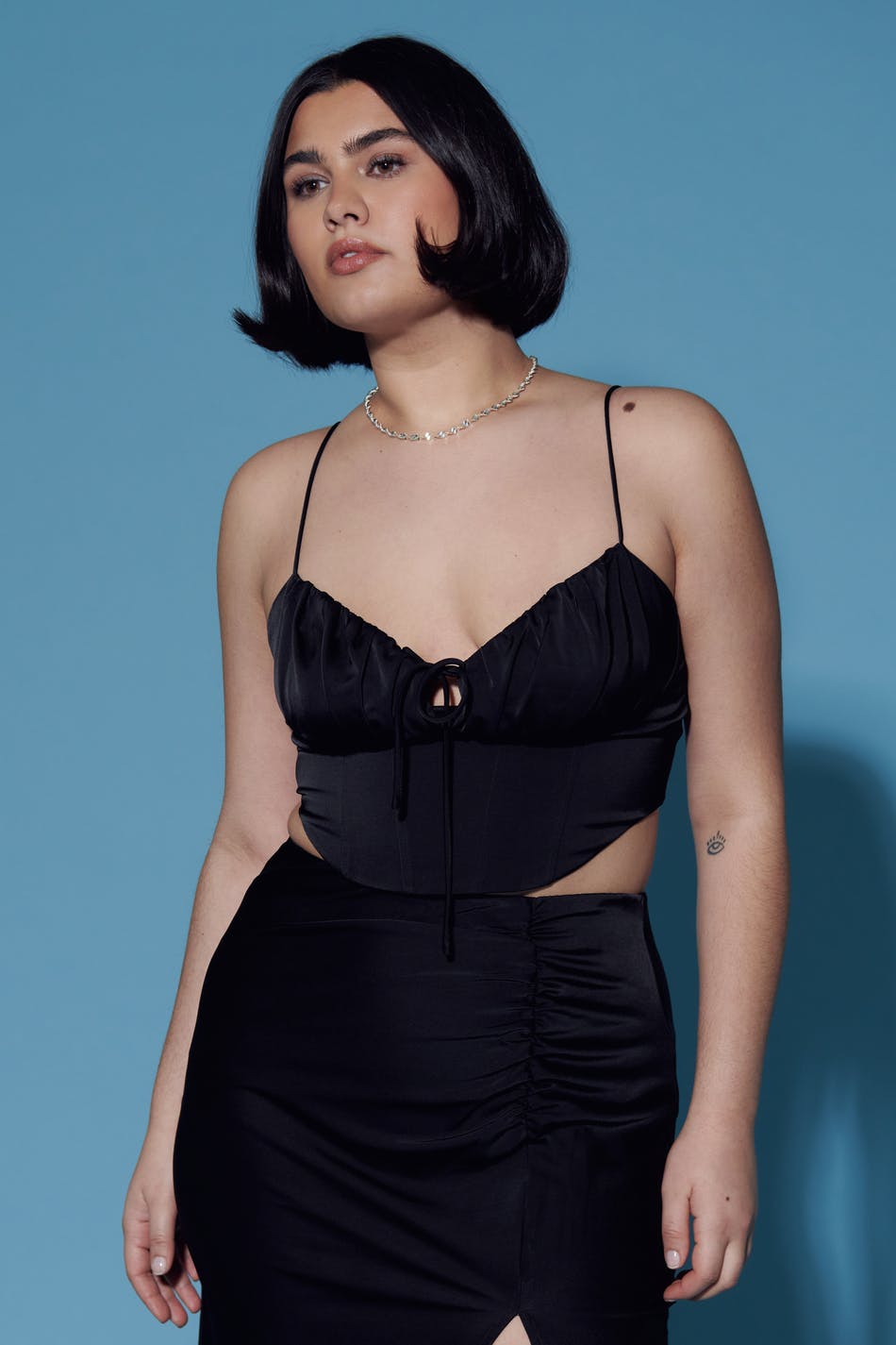 Gathered bust strap top