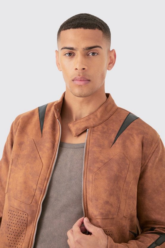 Moto-Jacke aus Wildleder-Imitat