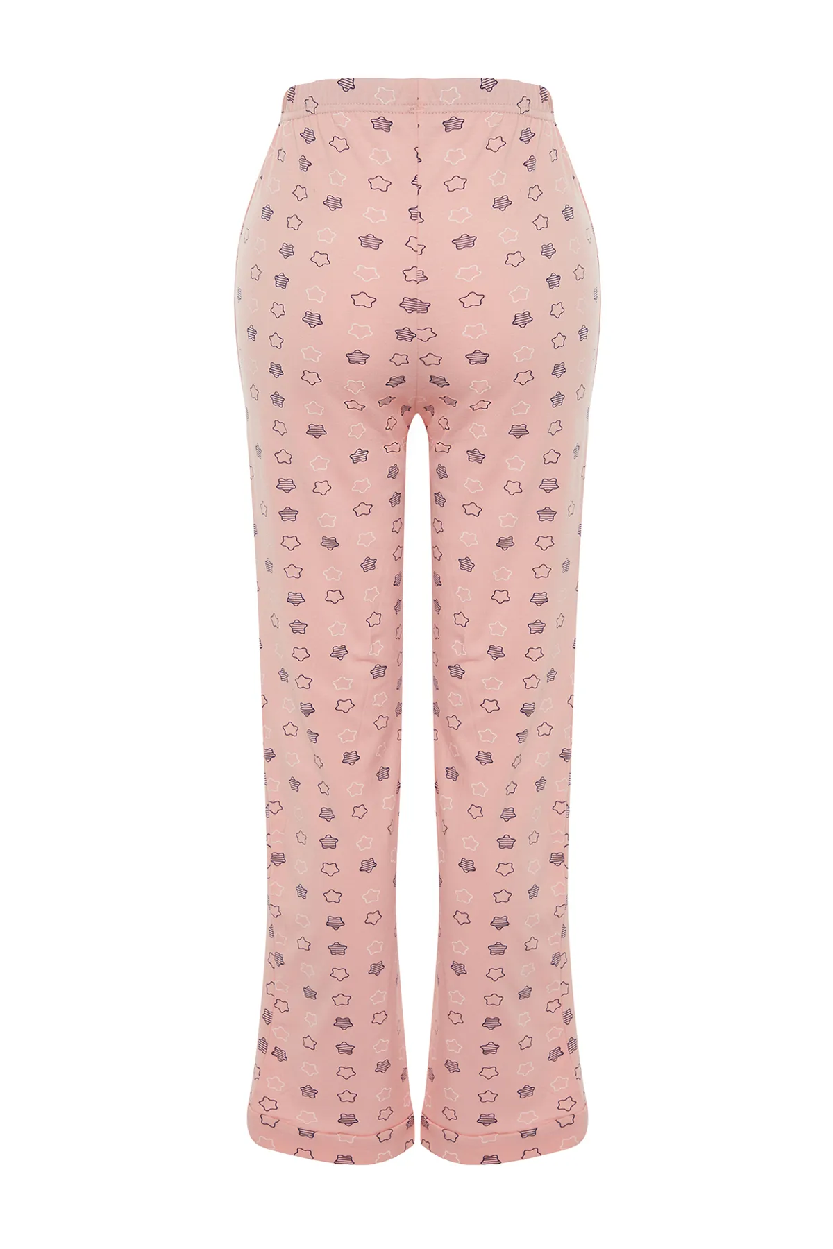 Trendyol Collection  Gestrickte Pyjamahose aus lachsfarbener Baumwolle mit Sternmuster THMSS23PJ00003