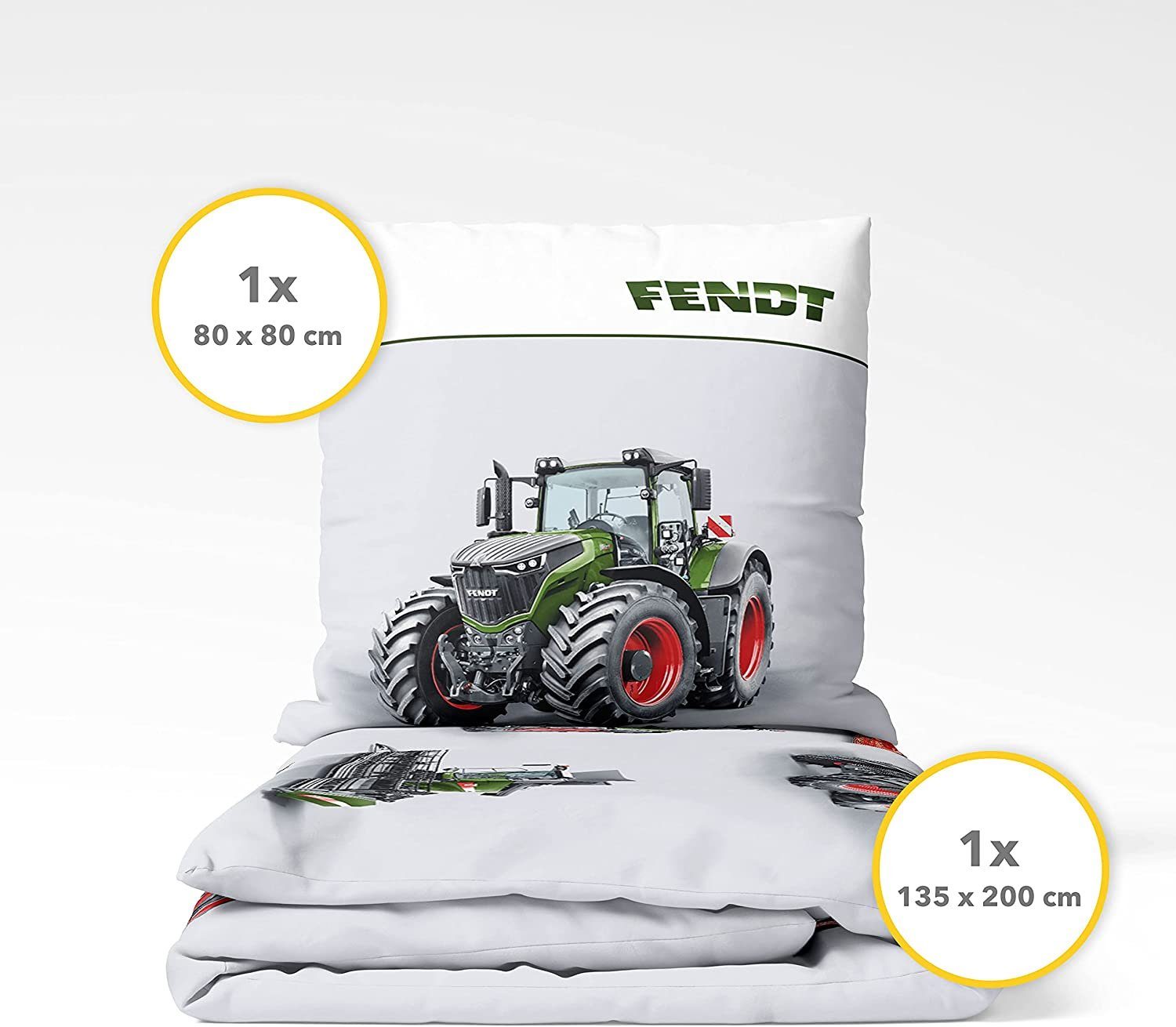 Bettwäsche Traktoren Bettwäsche 135x200 Jungen, Traktor & Mähdrescher Design, Bettwäsche aus 100% Baumwolle, FENDT Biber Bettwäsche, Träumschön