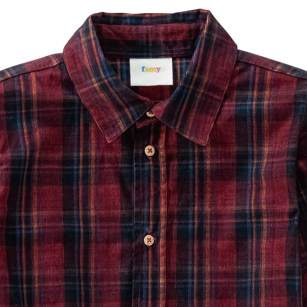 Jungen Weihnachtshemd aus Cord dunkelrot / dunkelblau