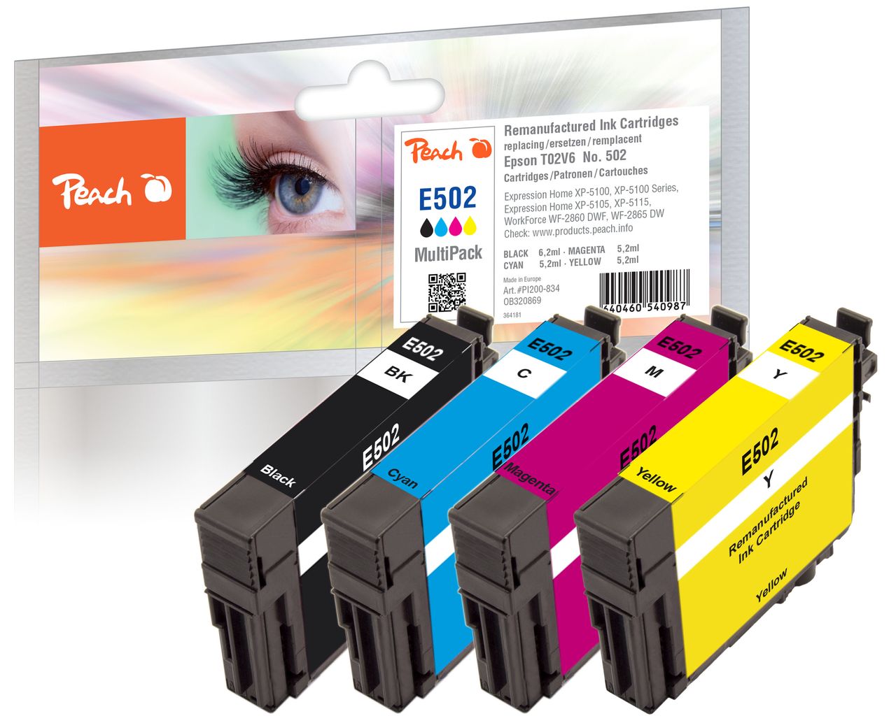 Peach Spar Pack Tintenpatronen ersetzt Epson No. 502