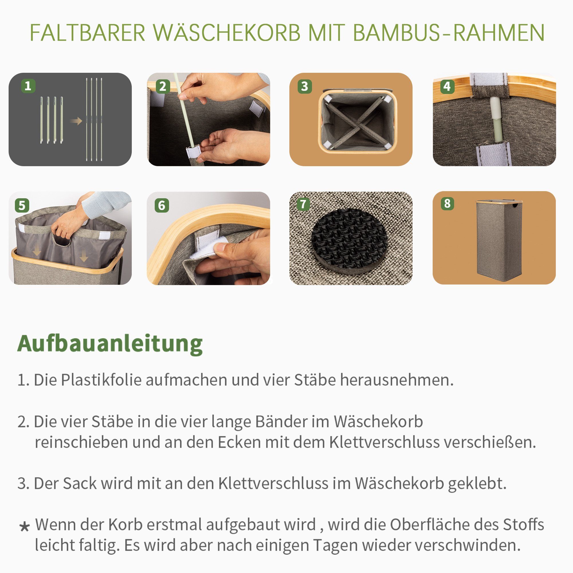AdelDream Wäschekorb Wäschekorb mit Deckel, Wäschekorb kann gefaltet werden