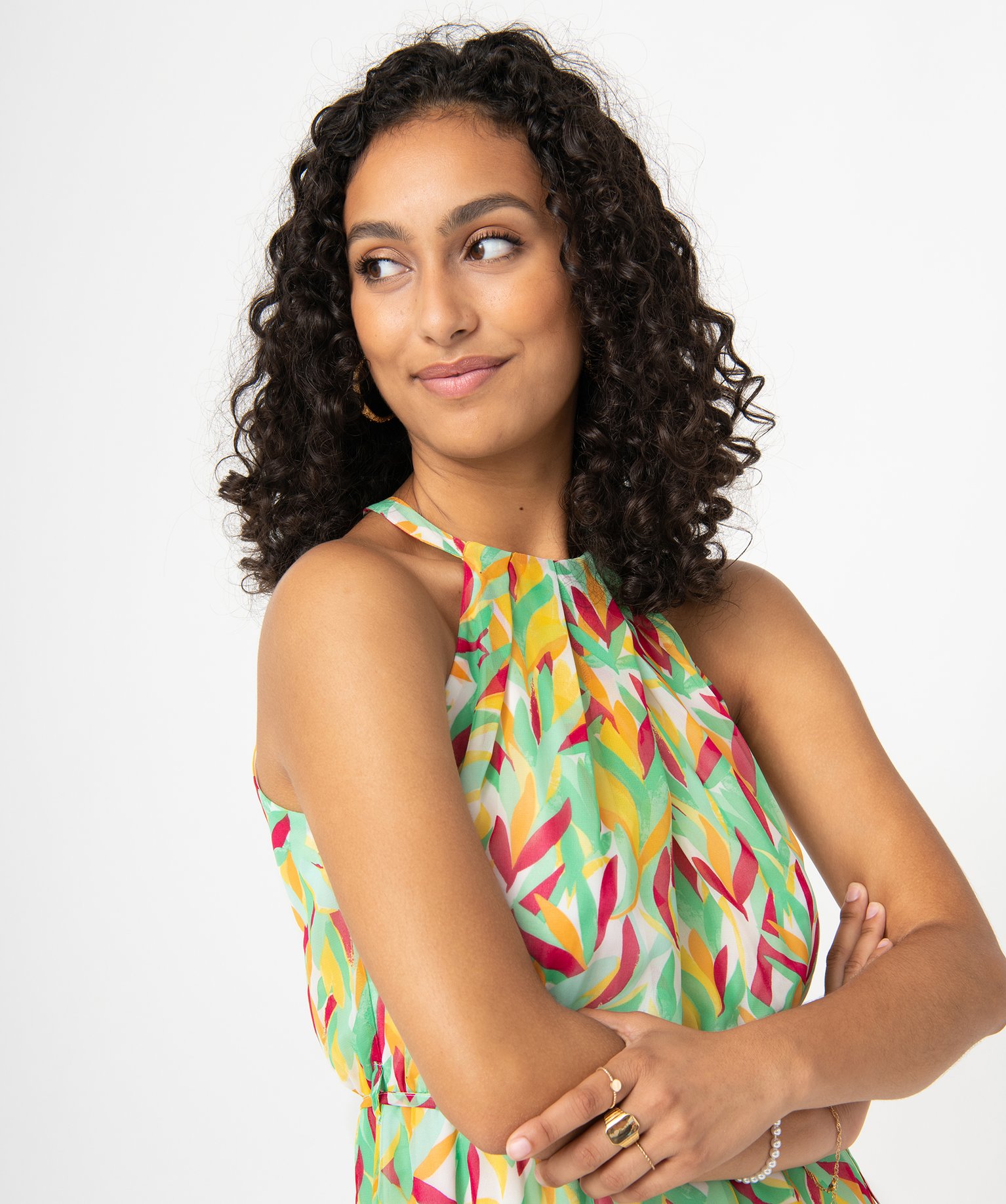 Robe femme imprimée avec encolure américaine imprime | GEMO