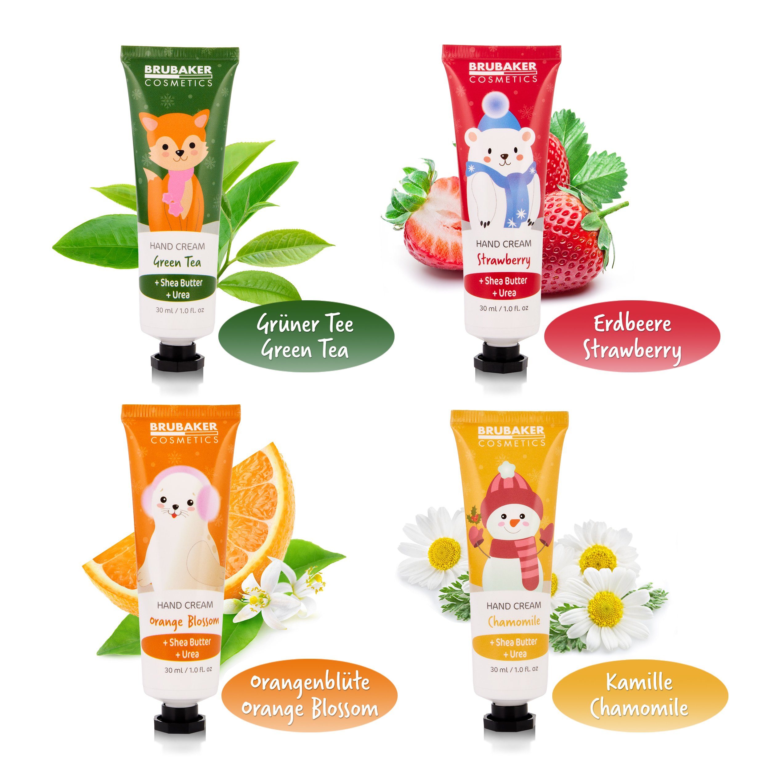 BRUBAKER Handcreme Pflegecreme Geschenkset Winter Wonderland Edition Handpflege Geschenk Set Weihnachten mit Urea und Sheabutter für Frauen und Männer, 8-tlg., feuchtigkeitsspendende Handpflegecreme
