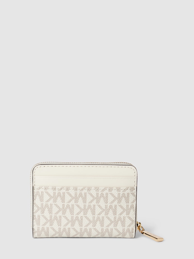 Portemonnaie mit Label-Applikation Modell 'JET SET CHARM' in ecru