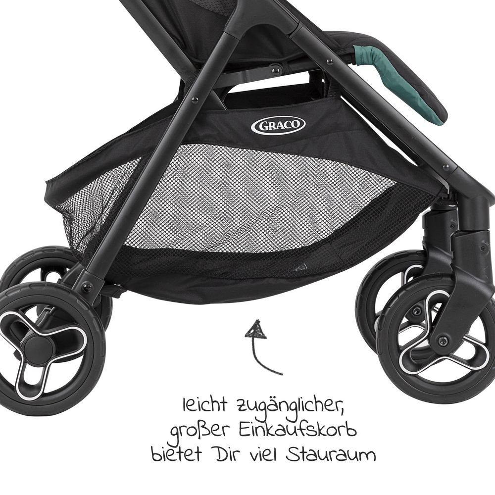 Graco Kinder-Buggy Myavo - Mint, Sportwagen mit Liegefunktion, Regenschutz nur 5,8 kg bis 22 kg faltbar