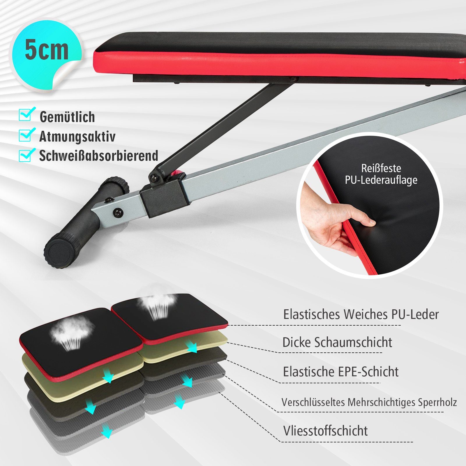 COSTWAY Hantelbank Schrägbank, 9-stufig verstellbar, bis 300kg