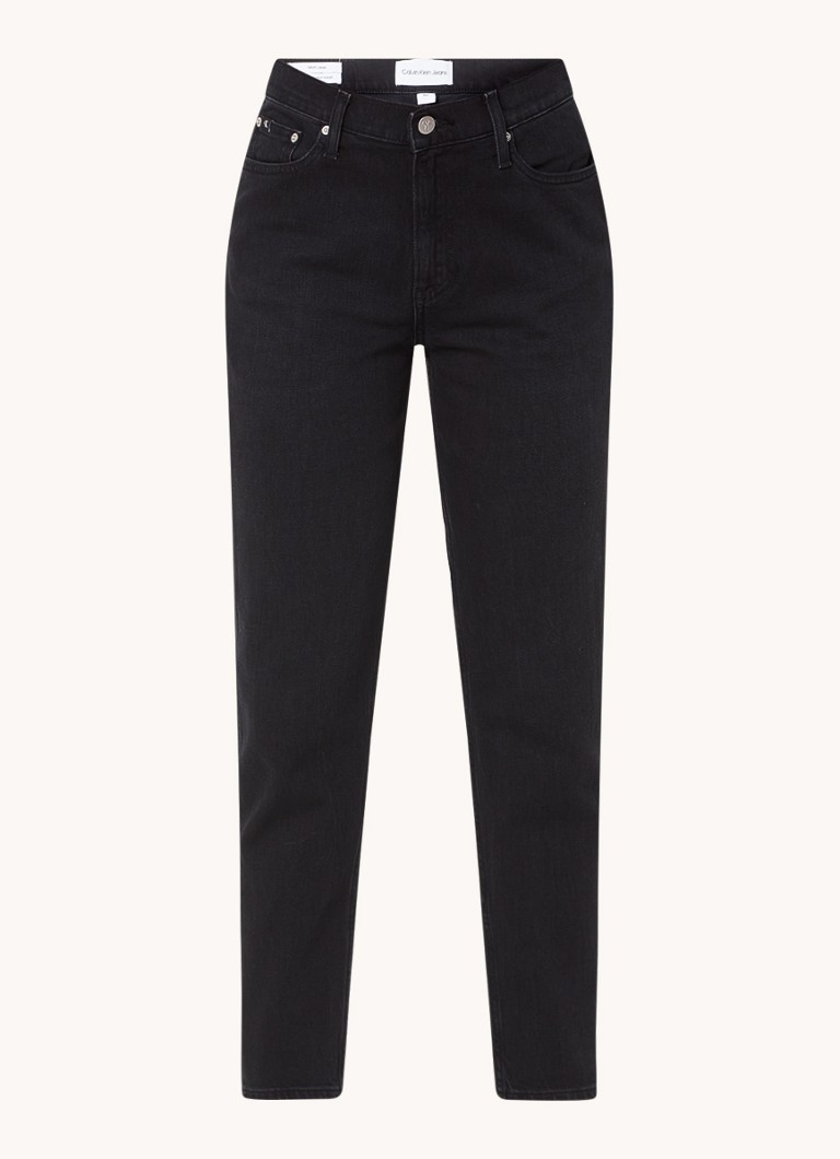 Blugi Calvin Klein cu talie înaltă, croială mom fit, cu decolorare