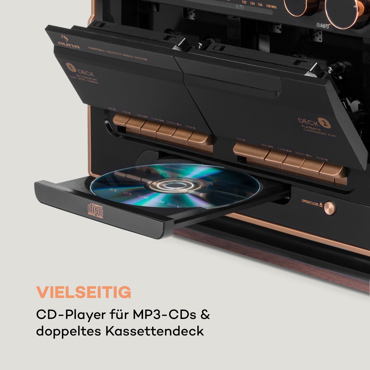 Auna 388-BT Wood Stereoanlage (UKW/MW-Radio, 10 W)