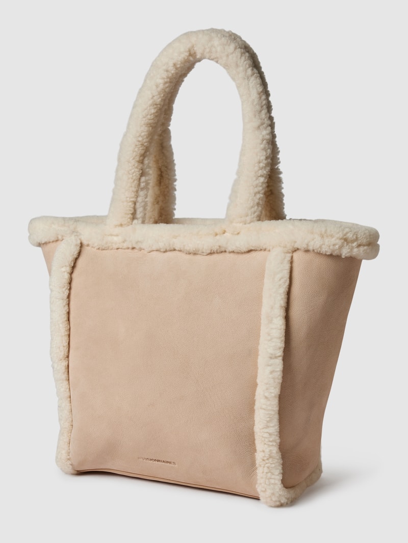Shopper mit Besatz in Fell-Optik in sand