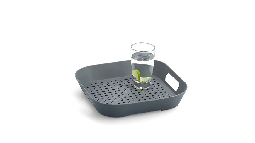 zeller Anti-Rutsch Tablett 34x34cm farblich sortiert