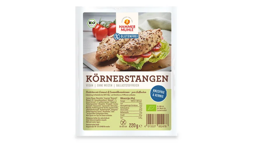 HAMMERMÜHLE Bio Brötchen mit Leinsaat & Sonnenblumenkernen 220 g