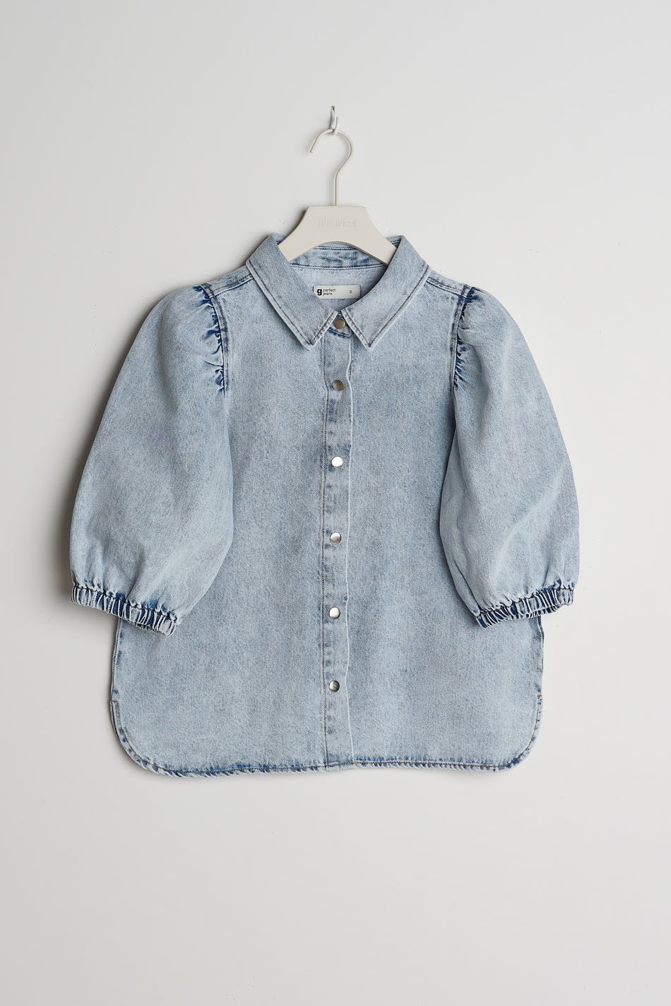 Puff ss denim blouse