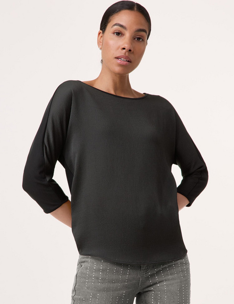 3/4 Arm Shirt mit feiner Crinkle-Front