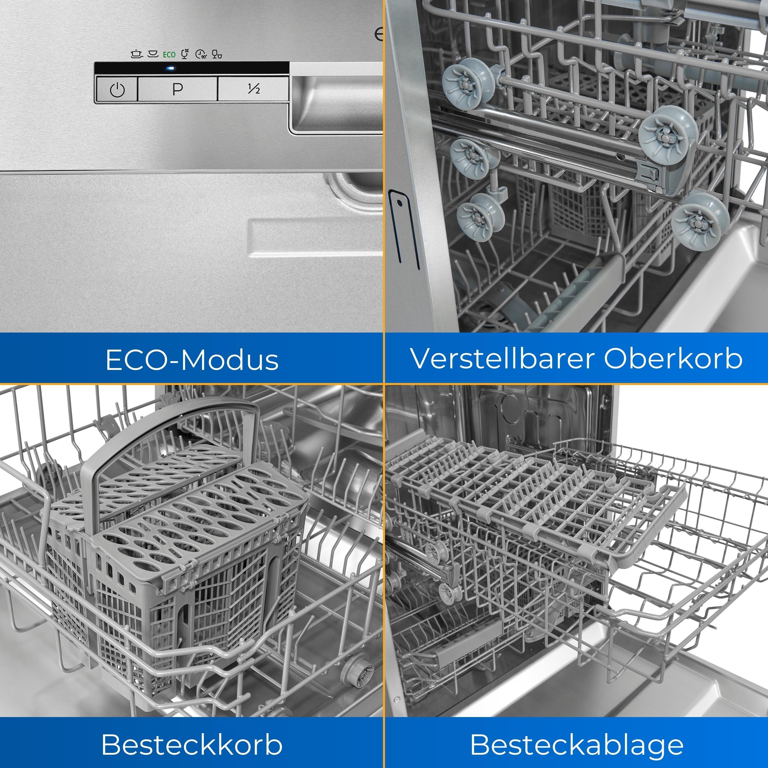 exquisit teilintegrierbarer Geschirrspüler, EGSP1012-EB-030E, 11 l, 12 Maßgedecke, Wassersparend (ECO Programm)
